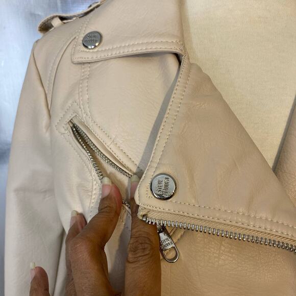 Steve Madden Faux Leather Jacket Beige size S/P - Picture 3 of 14